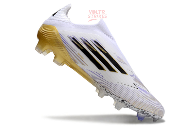 F50 Elite Laceless SG – Blanc/Noir Or