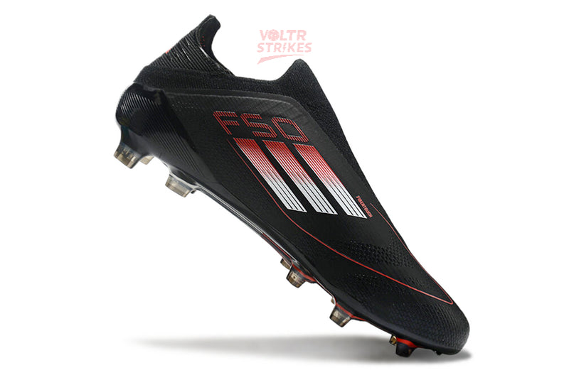 F50 Elite Laceless FG – Noir & Rouge Chromé