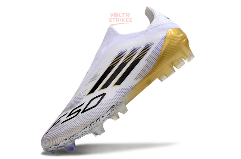 F50 Elite Laceless SG – Blanc/Noir Or