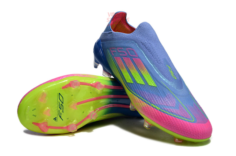 F50 Elite Laceless FG – Bleu/Rose/Jaune