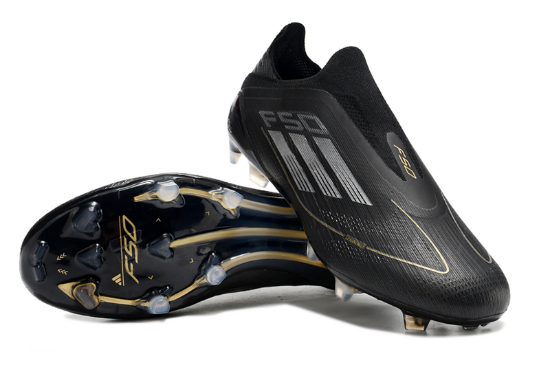 F50 Elite Laceless FG – Noir/Chrome