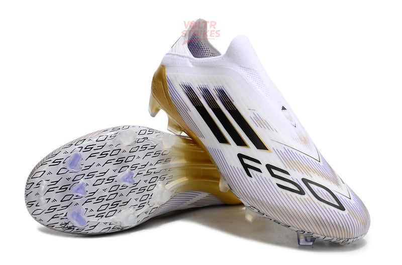F50 Elite Laceless SG – Blanc/Noir Or