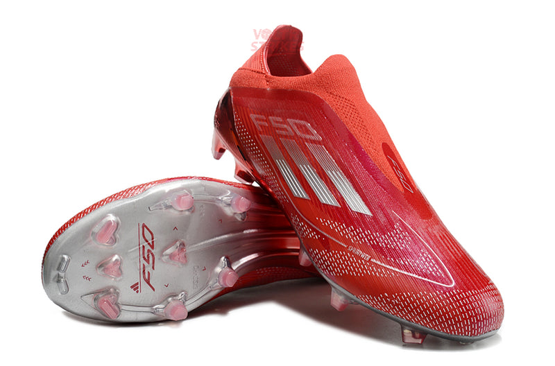 F50 Elite Laceless FG – Rouge Métallisé