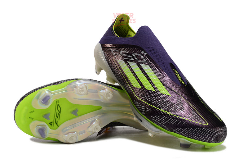 F50+ Laceless FG – Violet/Blanc/Vert