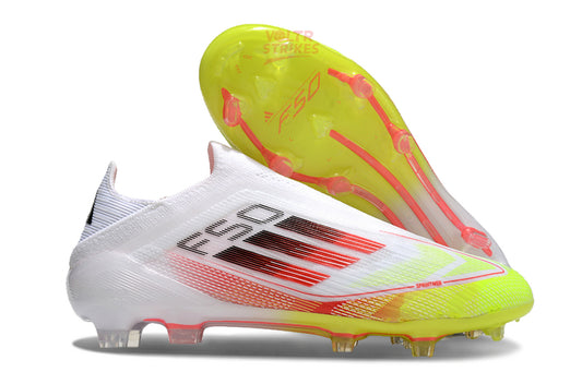 F50 Elite Laceless FG – Blanc/Jaune Fluo/Rouge
