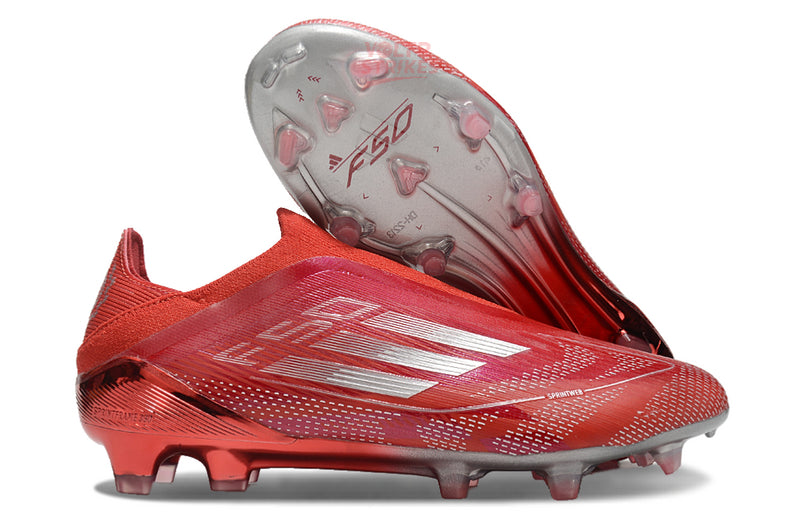 F50 Elite Laceless FG – Rouge Métallisé