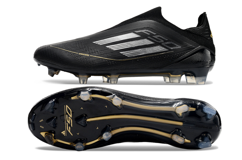 F50 Elite Laceless FG – Noir/Chrome