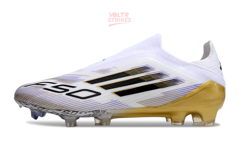 F50 Elite Laceless SG – Blanc/Noir Or