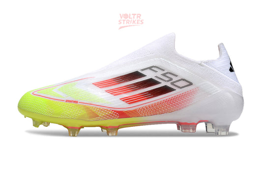 F50 Elite Laceless FG – Blanc/Jaune Fluo/Rouge