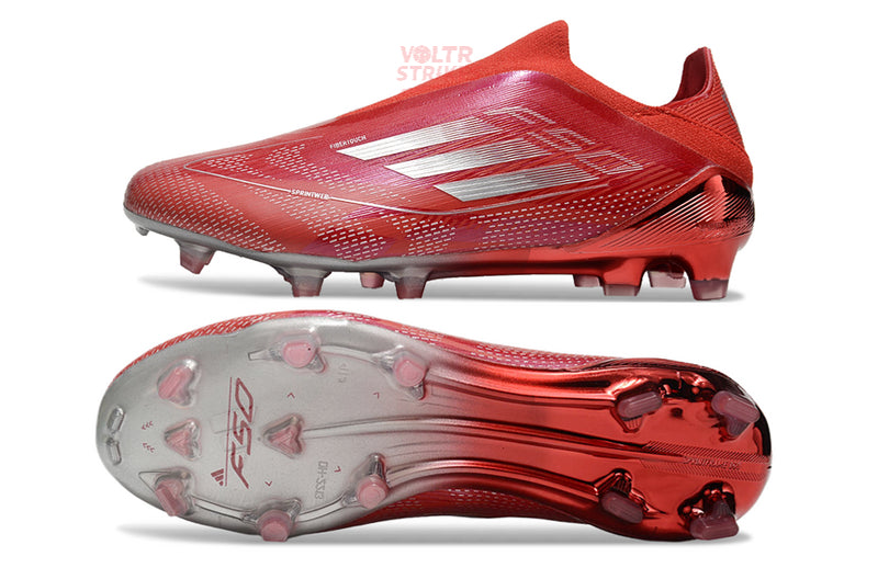 F50 Elite Laceless FG – Rouge Métallisé