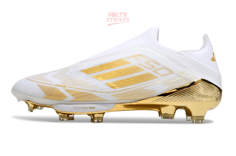 F50+ Laceless FG – Blanc/Or